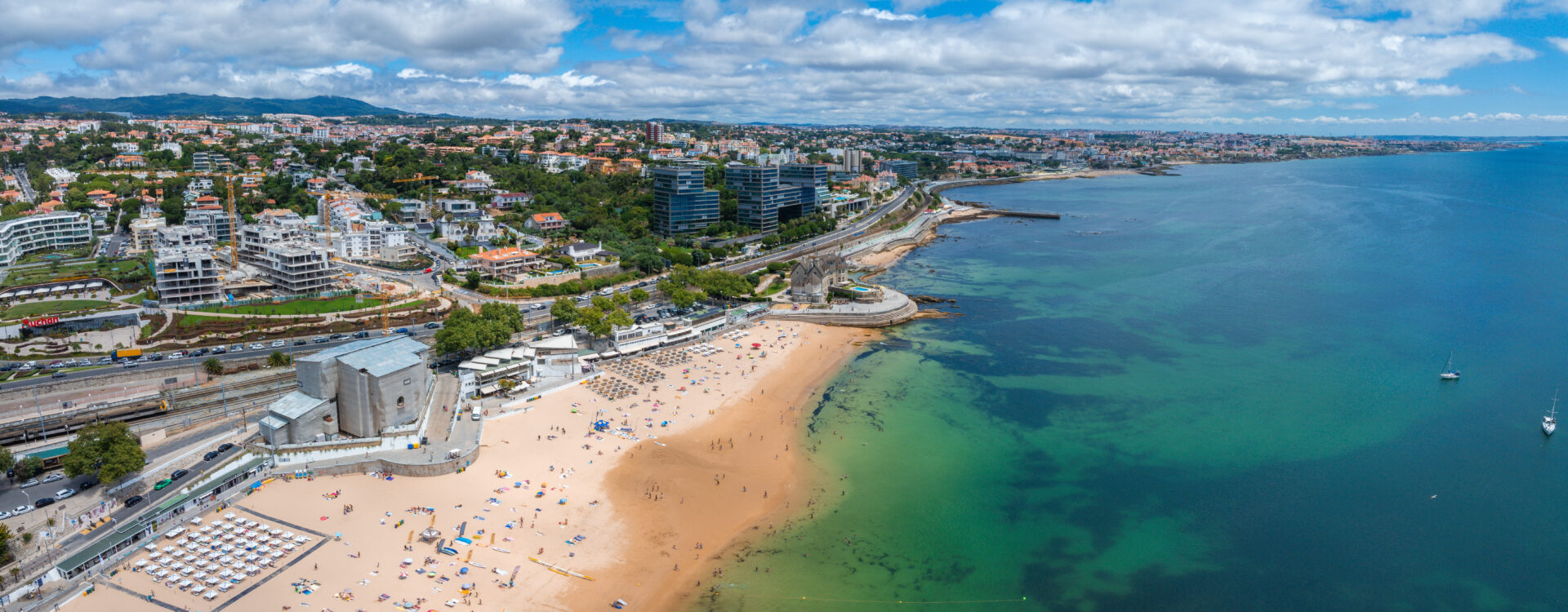 Aerial view of Cascais coastline in Portugal