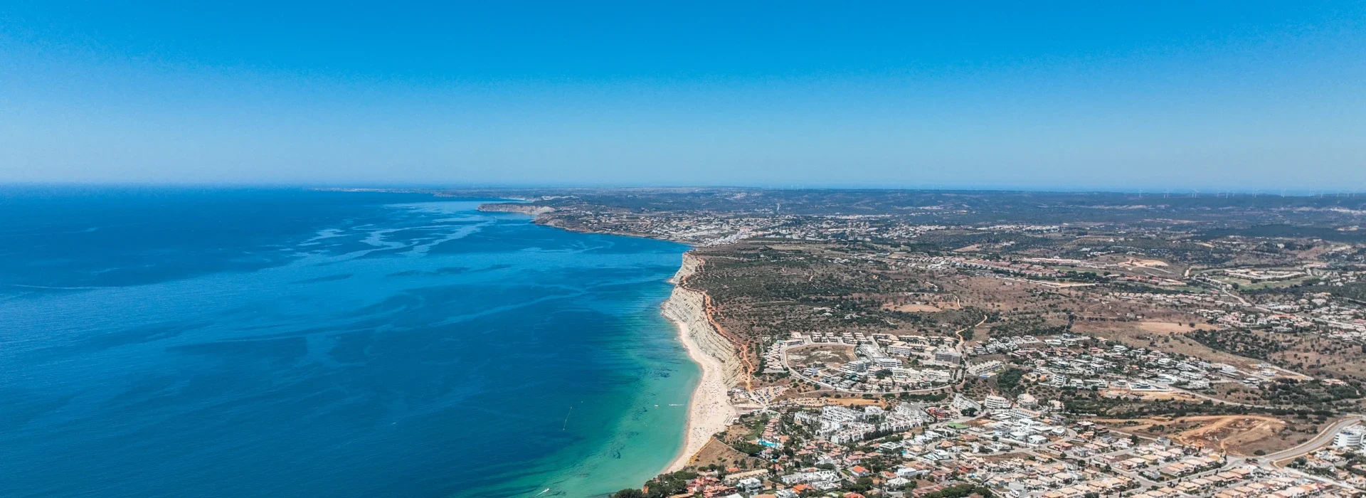 Aerial view of the Algarve coastline, Portugal