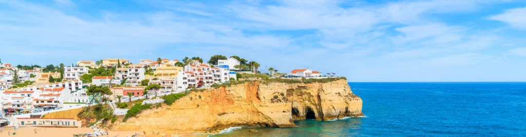 Beach and cliffs in Carvoeiro, Algarve, Portugal