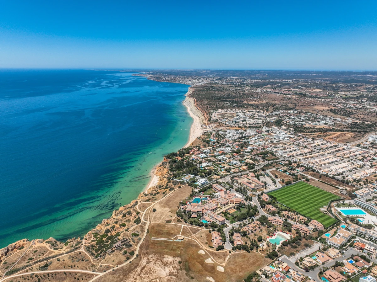 Aerial coastline view of the Algarve in southern Portugal